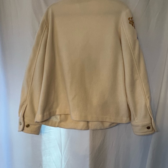 Bob Mackie Elegant Cream Teddy Jacket with Embroidery Vintage Wearable Art - Picture 4 of 6